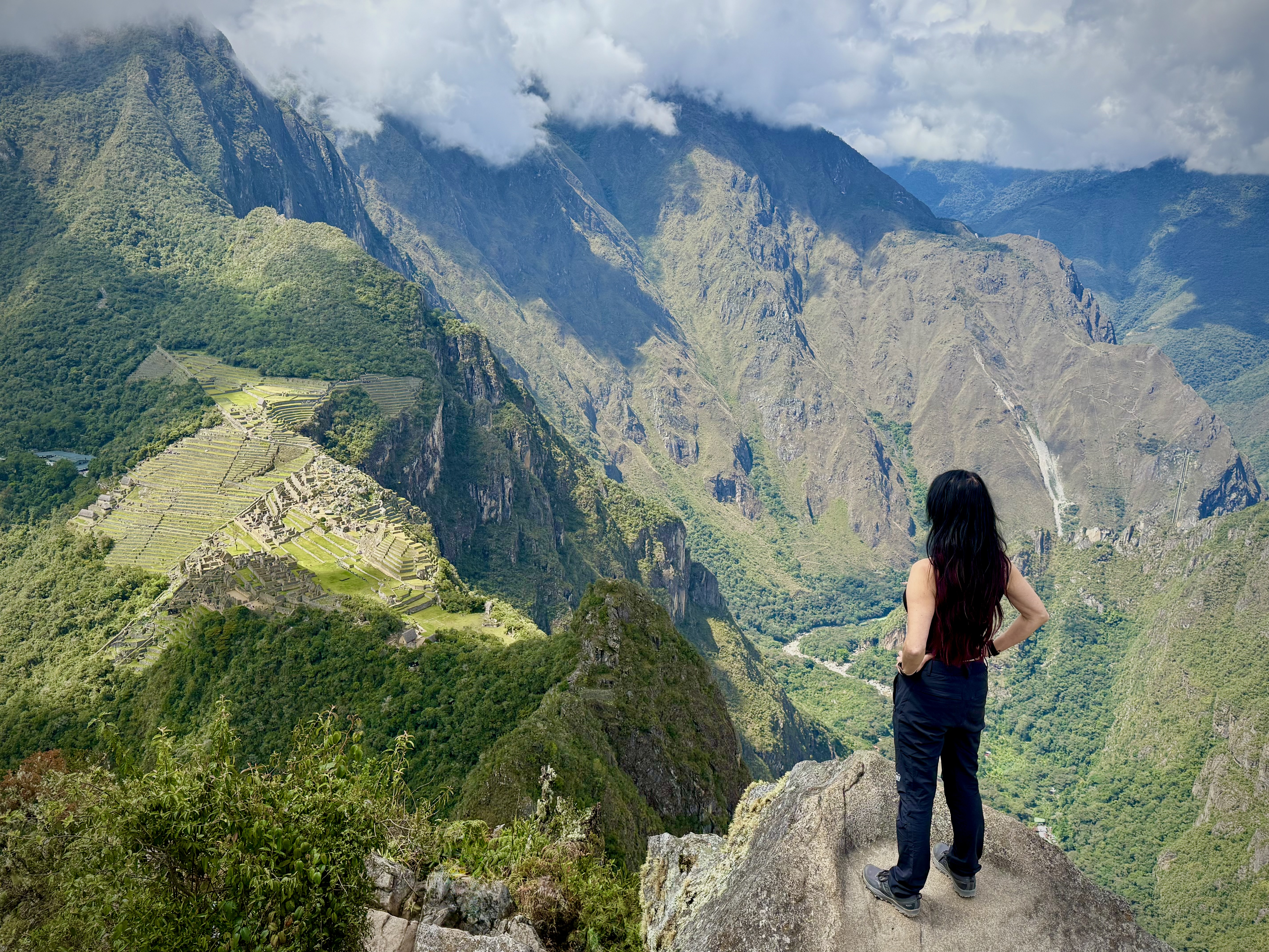 Client looking out over Machu Picchu
